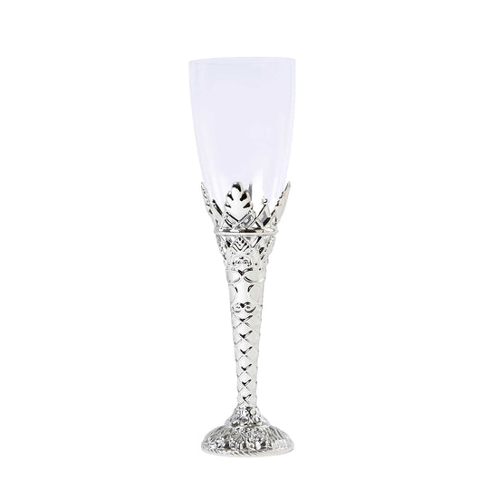 Plastic Filigree Champagne Flutes - Silver