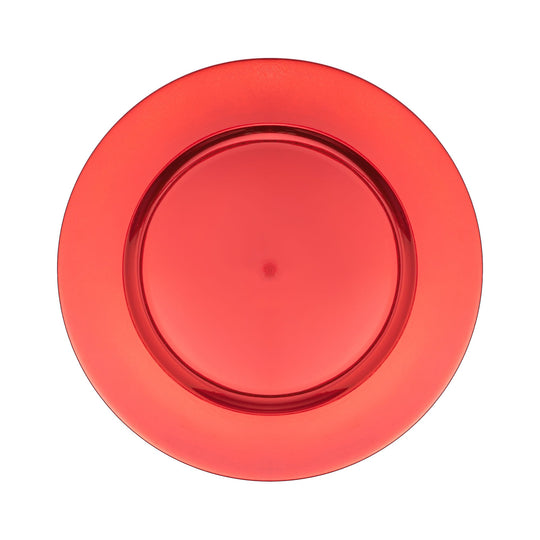 Flat Edge Plastic Charger Plate 13" - Red