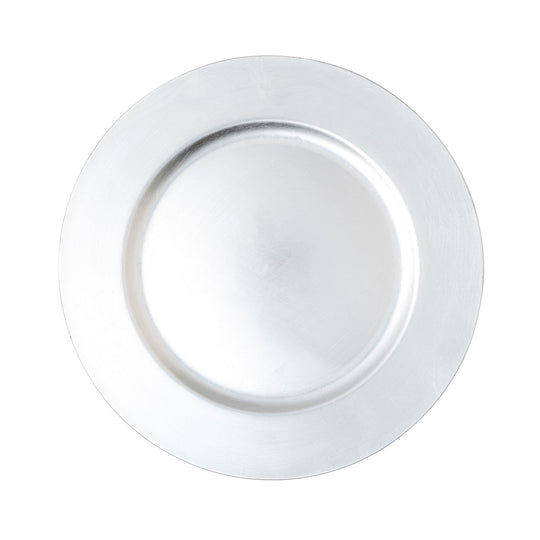 Flat Edge Plastic Charger Plate 13" - Silver