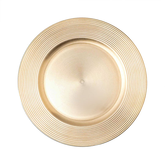 Concentric Circles Edge Plastic Charger Plate 13" - Gold