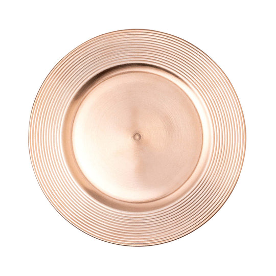 Concentric Circles Edge Plastic Charger Plate 13" - Rose Gold