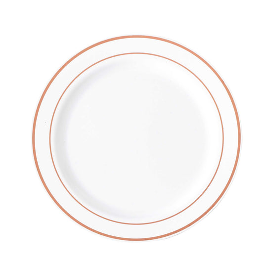 Shiny Trim Deluxe Disposable Dessert/ Salad Plate - Rose Gold - Pack of 12