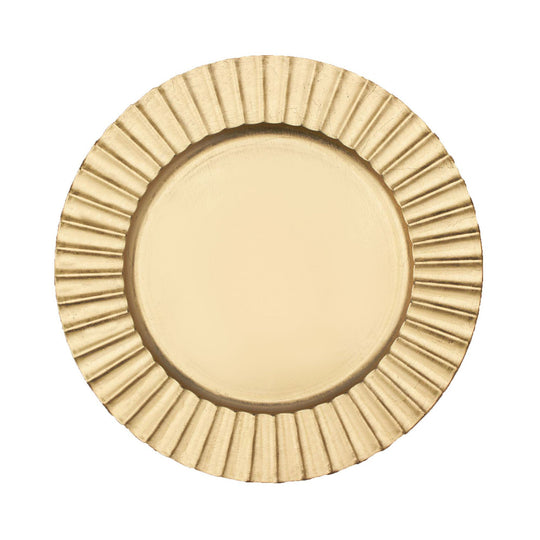 Matte Fluted Edge Plastic Charger Plate 13" - Gold