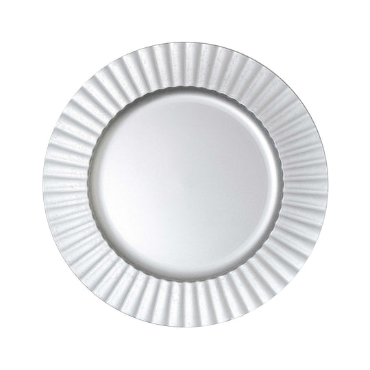 Matte Fluted Edge Plastic Charger Plate 13" - Silver