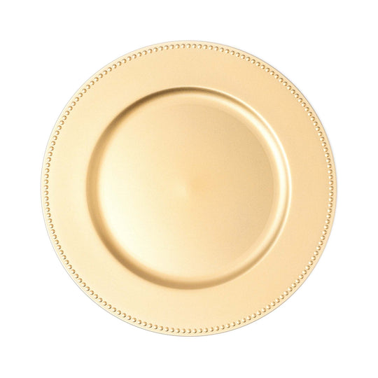 Matte Beaded Edge Plastic Charger Plate 13" - Gold