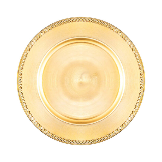 Beaded Edge Plastic Charger Plate 13" - Gold