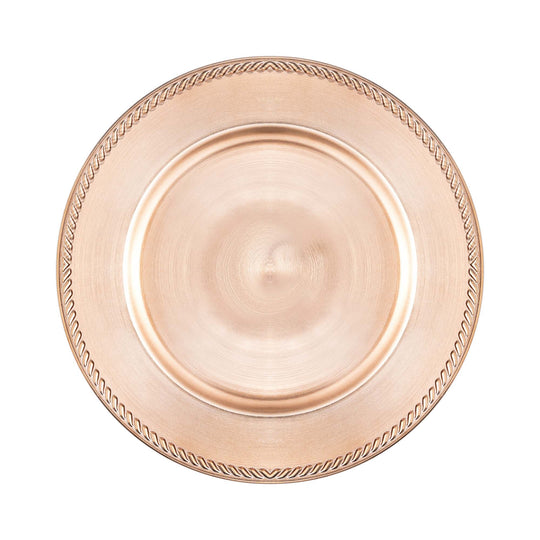 Beaded Edge Plastic Charger Plate 13" - Rose Gold