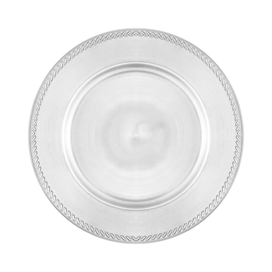 Beaded Edge Plastic Charger Plate 13" - Silver