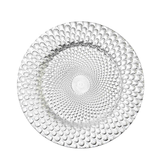 Peacock Plastic Charger Plate 13" - Silver