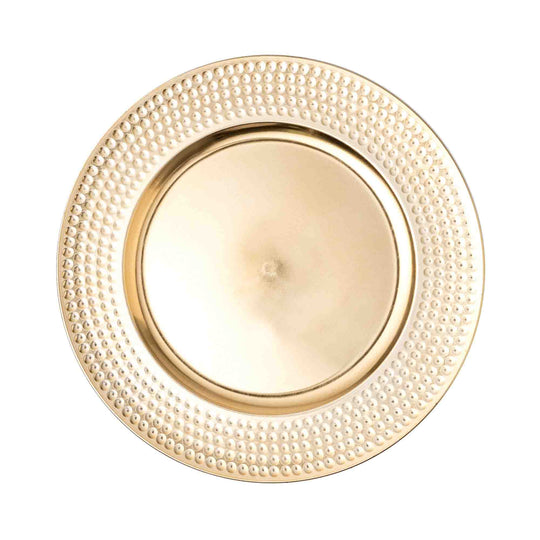 Classic Hammer Edge Plastic Charger Plate 13" - Gold