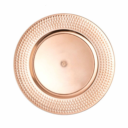 Classic Hammer Edge Plastic Charger Plate 13" - Rose Gold