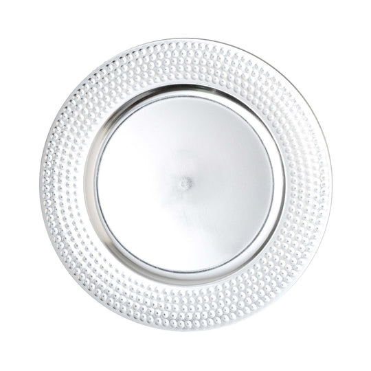 Classic Hammer Edge Plastic Charger Plate 13" - Silver