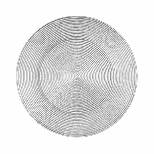 Concentric Circles Plastic Charger Plate 13" - Silver