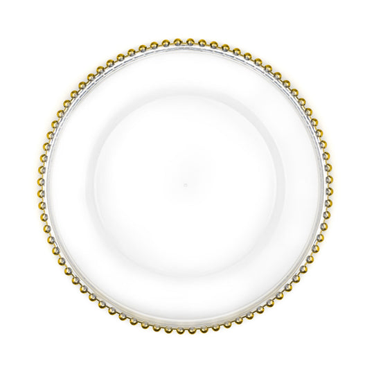 Beaded Rim Plastic Charger Plate 12½" - Gold