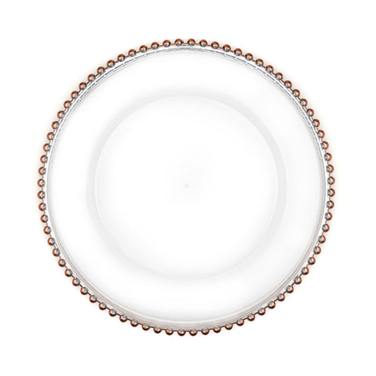 Beaded Rim Plastic Charger Plate 12½" - Rose Gold