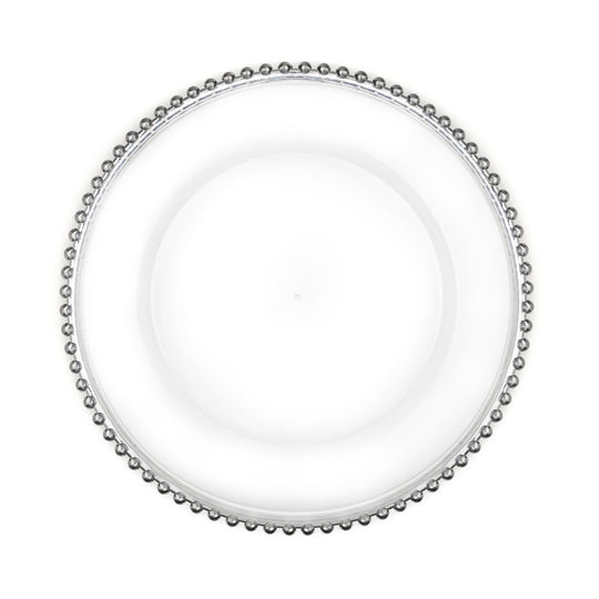 Beaded Rim Plastic Charger Plate 12½" - Silver
