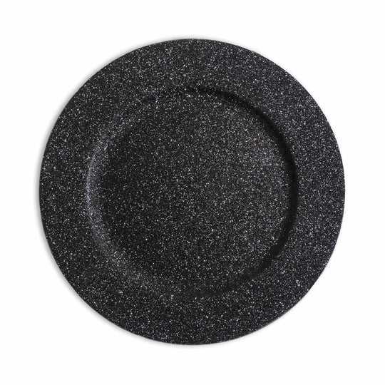 Glitter Plastic Charger Plate 13" - Black