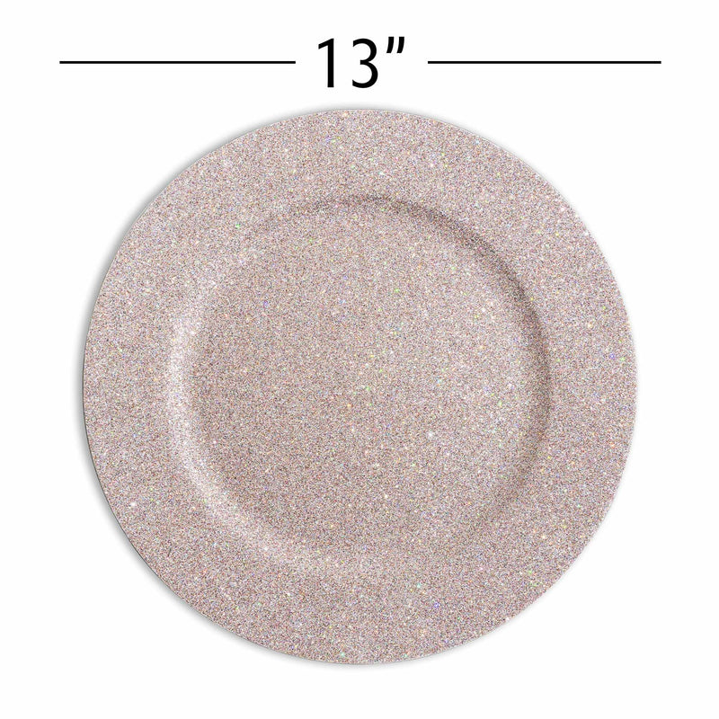 Glitter Plastic Charger Plate 13" - Set of 6 - Events and Crafts-Simply Elegant