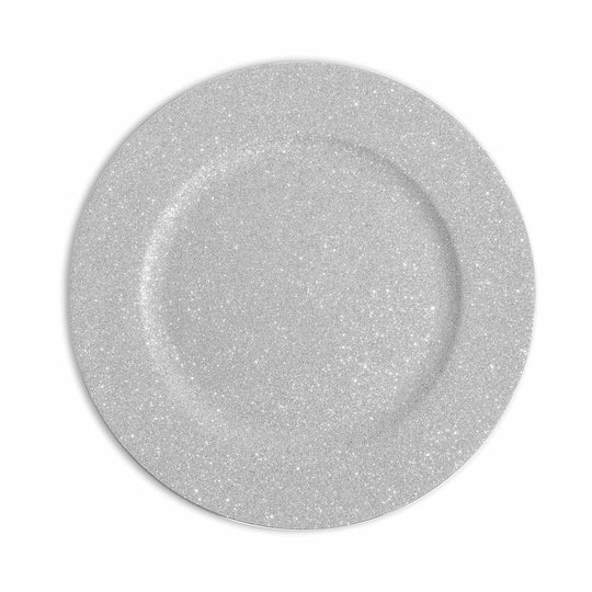 Glitter Plastic Charger Plate 13" - Silver