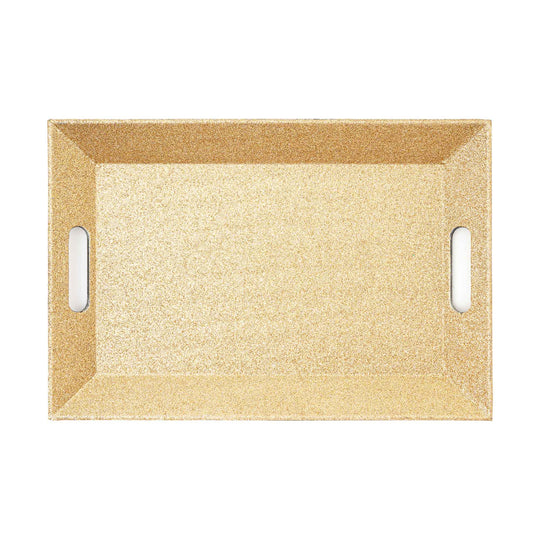 Glitter Rectangle Plastic Plate Gold