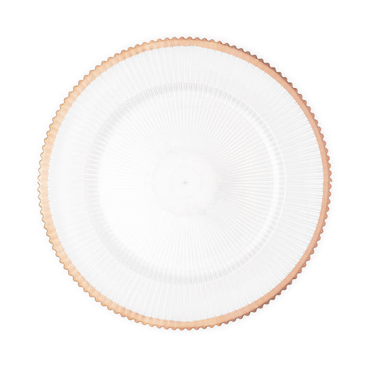 Scalloped & Beaded Edge Plastic Charger Plate 13" - Rose Gold