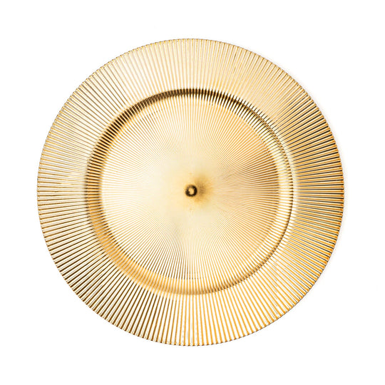 Stripe Etched Plastic Charger Plate 13" - Gold