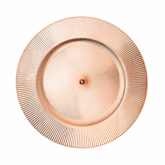 Stripe Etched Plastic Charger Plate 13" - Rose Gold