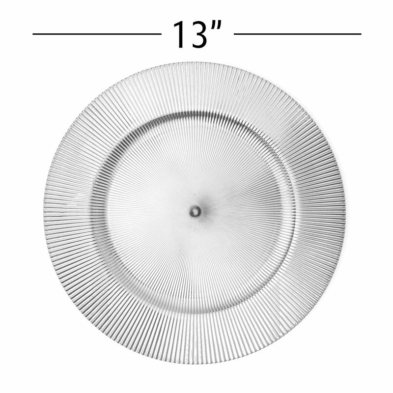 Stripe Etched Plastic Charger Plate 13" - Set of 6 - Events and Crafts-Simply Elegant