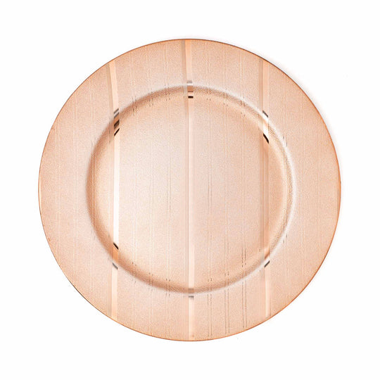 Pinstripe Plastic Charger Plate 13" - Rose Gold