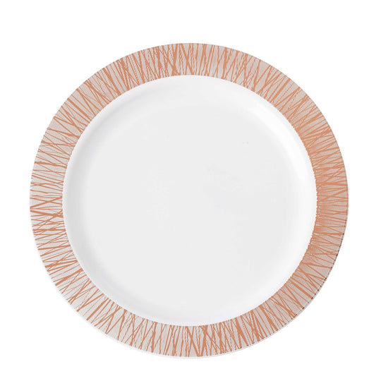 Shiny Foiled Pattern Deluxe Disposable Dinner Plates - Rose Gold Pack of 12