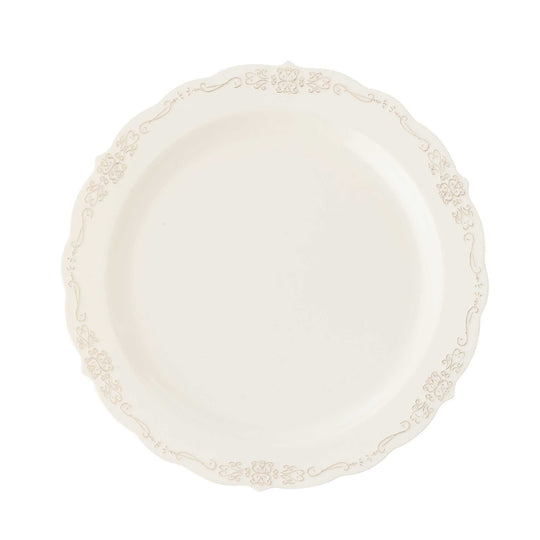 Scalloped Edge Deluxe Disposable Dessert Plates - Ivory