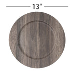 Faux Wood Plastic Charger Plate 13" - Set of 6 - Events and Crafts-Simply Elegant