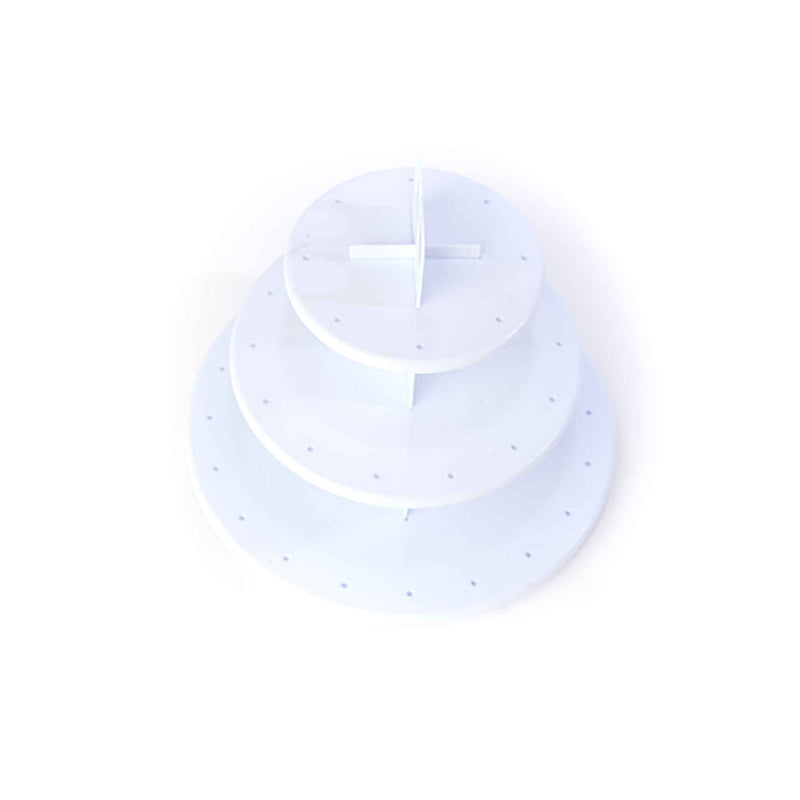 Round 3 Layer Plastic Treat Stand - White Arial View