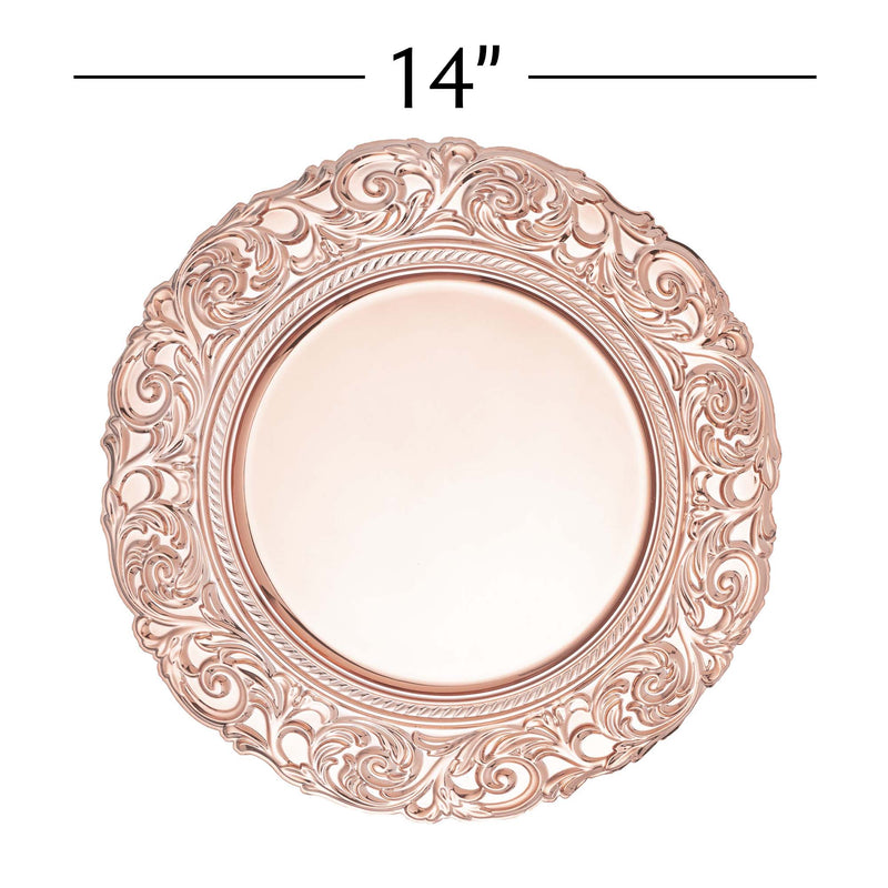 Baroque Plastic Charger Plate With Filigree Rim 14" - Set of 6 - Events and Crafts-Simply Elegant