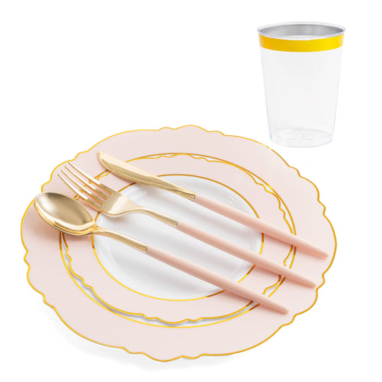 Pink Plastic Celebration Dinnerware Set