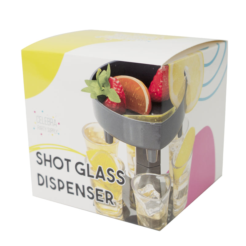Acrylic Shot Glass Dispenser with 6 Shot Glasses - Events and Crafts-Celebra