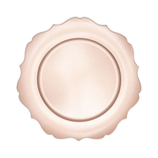 Scalloped Plastic Charger Plate 13" - Blush