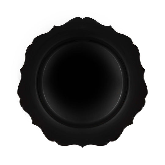 Scalloped Plastic Charger Plate 13" - Black