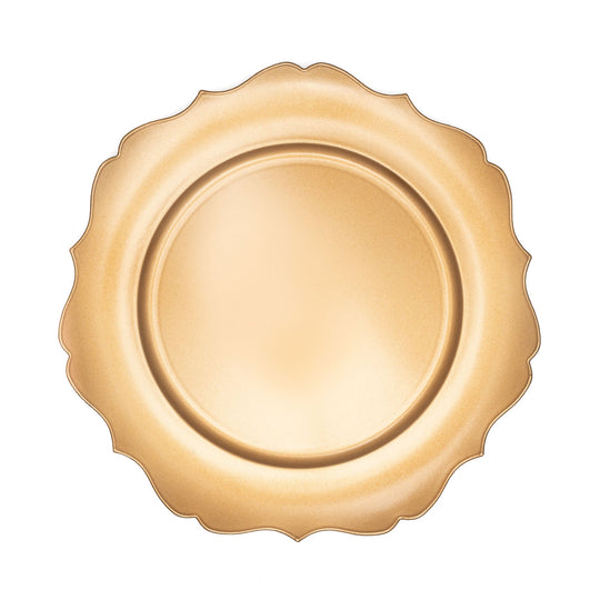 Scalloped Plastic Charger Plate 13" - Gold