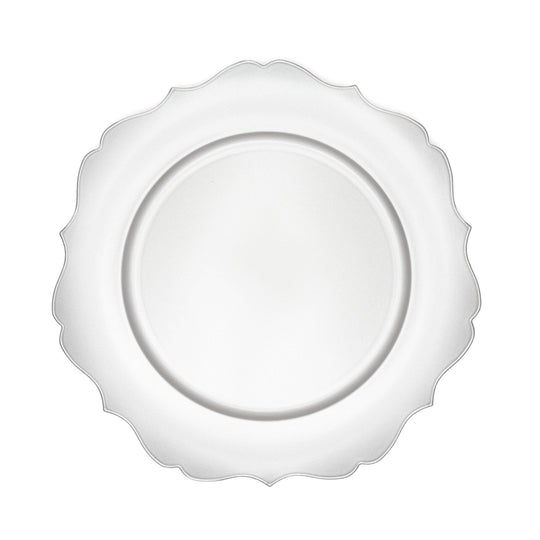 Scalloped Plastic Charger Plate 13" - Silver