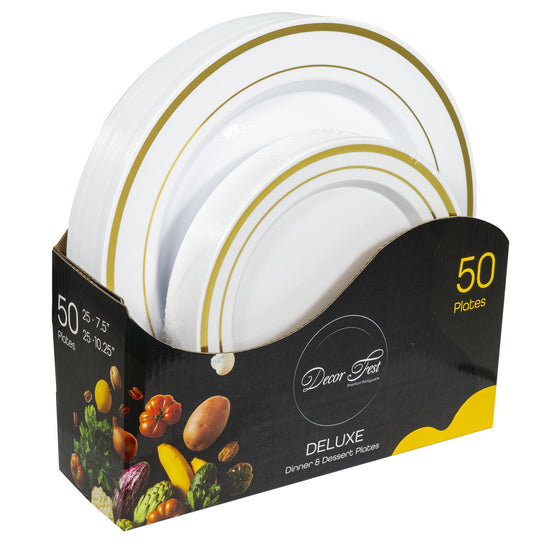 Deluxe Disposable Plates - Set of 50 - Gold