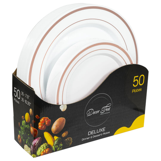Deluxe Disposable Plates - Set of 50 - Rose Gold