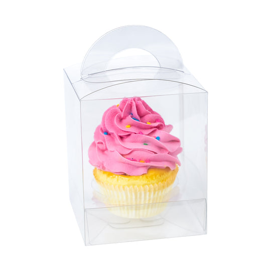 12 PC Clear Plastic Cupcake Display Box with Top Handle Holder