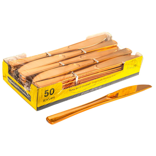 Plastic Premium Knives Set - 50 pcs - Rose Gold