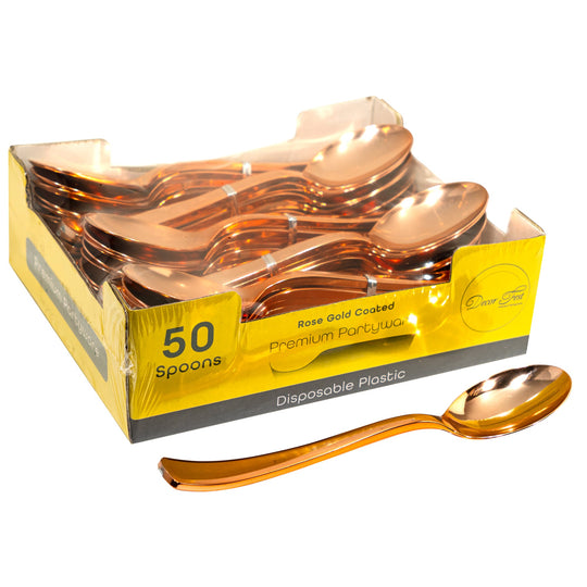 Plastic Premium Spoons Set - 50 Pcs - Rose Gold