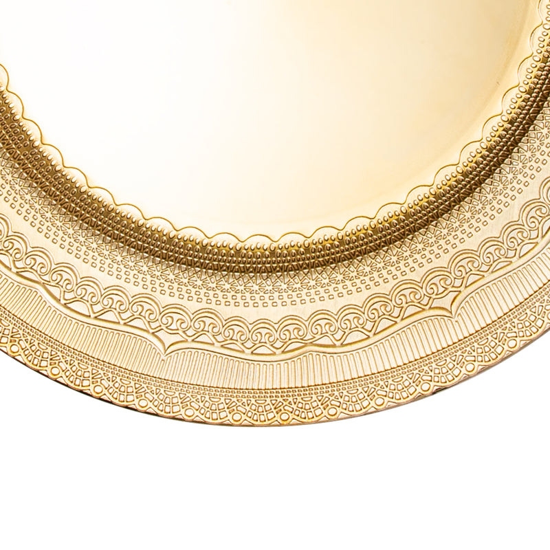 Eyelet Plastic Charger Plate 13" - Gold - Events and Crafts-Simply Elegant