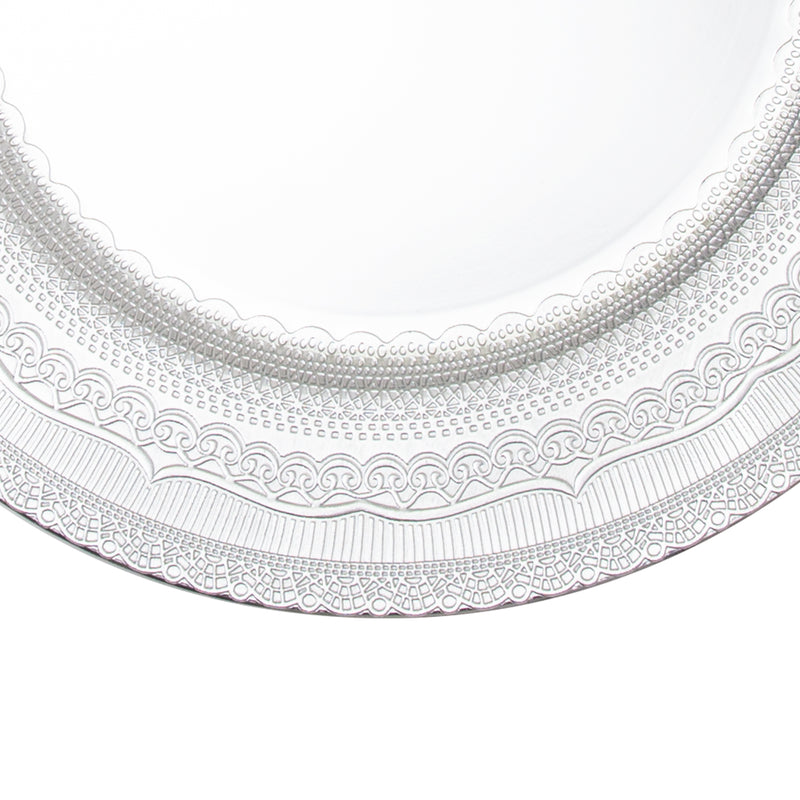 Eyelet Plastic Charger Plate 13" - Silver - Events and Crafts-Simply Elegant