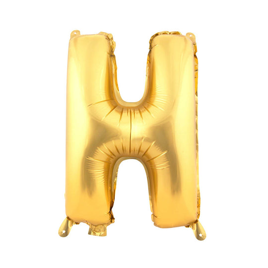 Mylar Balloon Letter H - Gold 16"