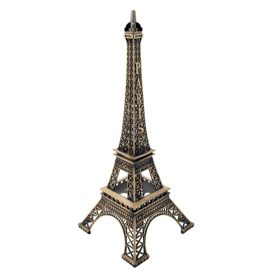Metal Eiffel Tower Sculpture 15" Tall - Bronze