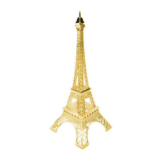 Metal Eiffel Tower Sculpture 15" Tall - Gold